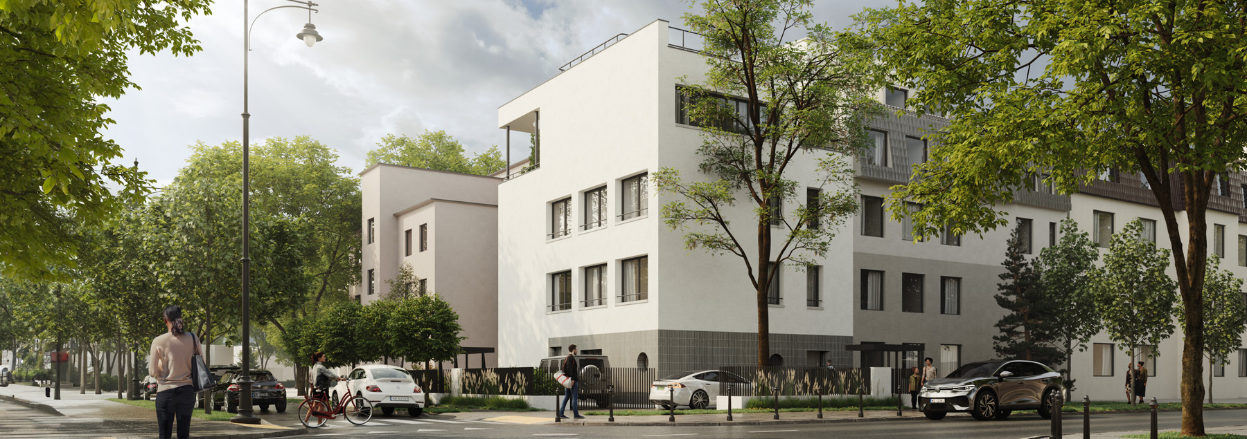 Saska Corner — elewacja z oznaczeniem apartamentów
